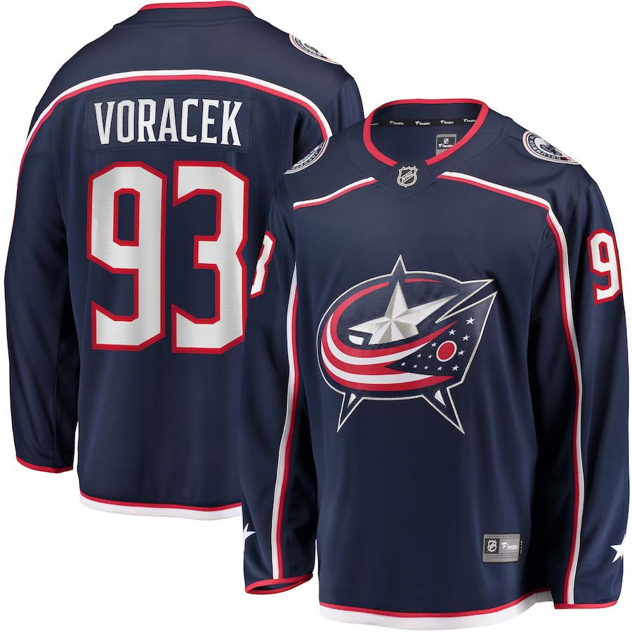 Men Columbus Blue Jackets #93 Jakub Voracek Fanatics Branded Navy Breakaway Player NHL Jersey->customized nhl jersey->Custom Jersey